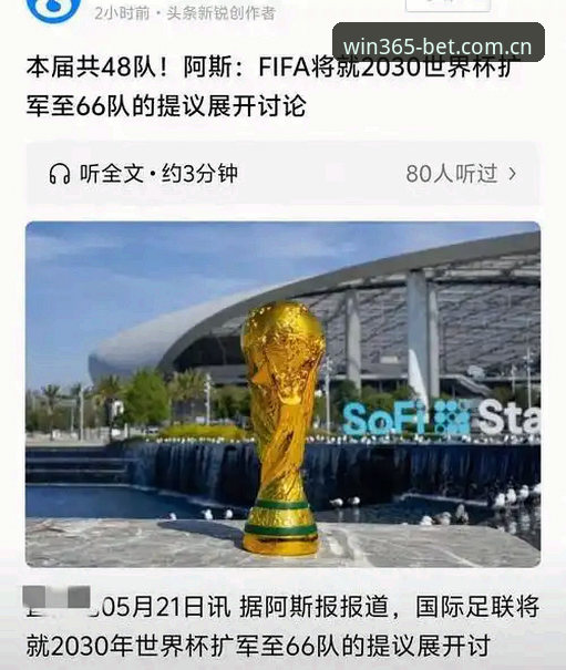 2030世界杯扩军至66队的5大影响：中国男足迎来黄金机遇